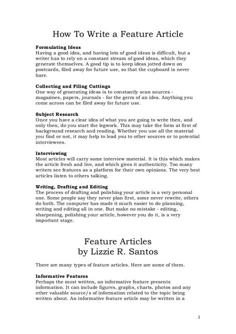 How to Write a Feature Article .